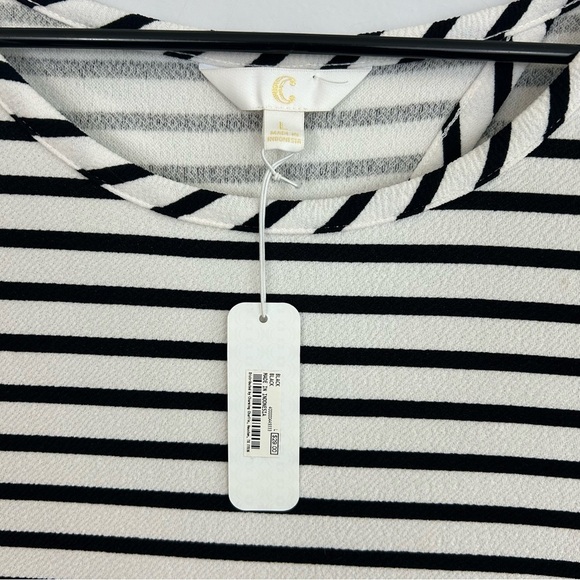 NWT C Label Black and White Striped Short Sleeve Dress Size - Picture 6 of 10